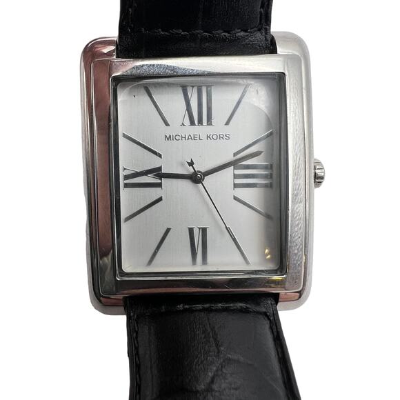 Michael Kors Quartz Watch Womens Stainless Steel MK-2242 Silver Embossed Leather - Picture 1 of 16